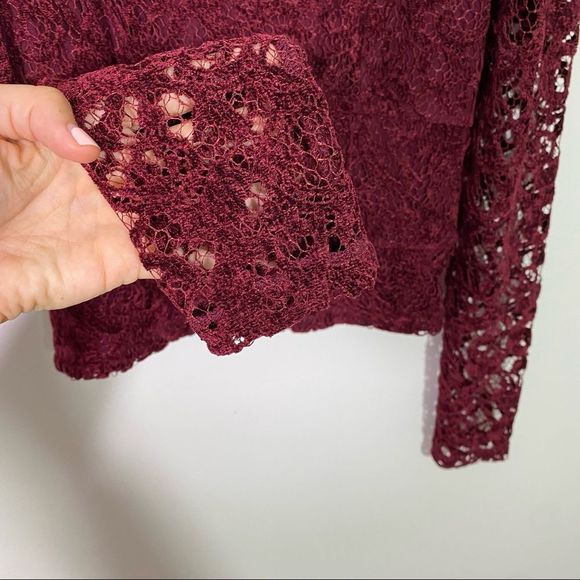 ANTHROPOLOGIE Wine Red Sweetheart Lace Top - Size Small - Picture 6 of 12